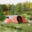 Cort camping, 5-6 persoane, impermeabil, cu copertina, ferestre, geanta, portocaliu, 550x300x198 cm