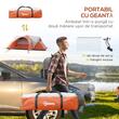 Cort camping, 5-6 persoane, impermeabil, cu copertina, ferestre, geanta, portocaliu, 550x300x198 cm