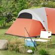 Cort camping, 5-6 persoane, impermeabil, cu copertina, ferestre, geanta, portocaliu, 550x300x198 cm