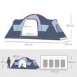 Cort camping, 5-6 persoane, material Oxford, impermeabil, cu copertina, geanta, gri si rosu, 455x230x180 cm