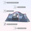 Cort camping, 5-6 persoane, material Oxford, impermeabil, cu copertina, geanta, gri si rosu, 455x230x180 cm