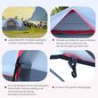 Cort camping, 5-6 persoane, material Oxford, impermeabil, cu copertina, geanta, gri si rosu, 455x230x180 cm