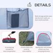Cort camping, 5-6 persoane, material Oxford, impermeabil, cu copertina, geanta, gri si rosu, 455x230x180 cm
