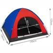 Cort camping, Trizand, 4 persoane, impermeabil, cu husa, rosu si albastru, 190x190x123 cm