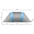 Cort turistic, 4 persoane, cu plasa tantari, husa, albastru si gri, 400x140x210 cm, Isotrade