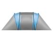 Cort turistic, 4 persoane, cu plasa tantari, husa, albastru si gri, 400x140x210 cm, Isotrade