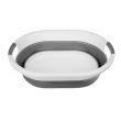 Cos de rufe cu 2 manere, pliabil, silicon, gri si alb, 25 L, 53.5x38x6/15/24 cm