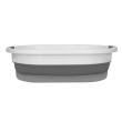 Cos de rufe cu 2 manere, pliabil, silicon, gri si alb, 25 L, 53.5x38x6/15/24 cm
