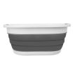 Cos de rufe cu 2 manere, pliabil, silicon, gri si alb, 25 L, 53.5x38x6/15/24 cm
