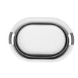 Cos de rufe cu 2 manere, pliabil, silicon, gri si alb, 25 L, 53.5x38x6/15/24 cm