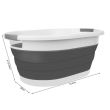Cos de rufe cu 2 manere, pliabil, silicon, gri si alb, 25 L, 53.5x38x6/15/24 cm