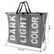 Cos rufe, 3 compartimente, cadru pliabil, bumbac + PE, alb si gri, 130 L, 64.5x36.5x58 cm, Isotrade
