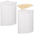Cos rufe, de colt, bambus, alb, 73 L, 47x60 cm, Springos 
