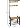 Cuier cu 2 rafturi pentru incaltaminte, Artool, banca, pal, otel, negru si natur, 72x33.7x183 cm