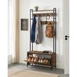 Cuier cu dulap pentru incaltaminte, Artool, banca, pal, otel, maro rustic si negru, 85x30x180 cm
