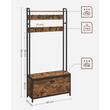 Cuier cu dulap pentru incaltaminte, Artool, banca, pal, otel, maro rustic si negru, 85x30x180 cm