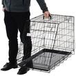 Cusca pentru caine, metal, plastic, cu maner transport, pliabila, negru, 47x77x60 cm