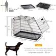 Cusca pentru caine, metal, plastic, cu maner transport, pliabila, negru, 47x77x60 cm