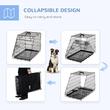 Cusca pentru caine, metal, plastic, cu maner transport, pliabila, negru, 47x77x60 cm