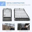 Cusca pentru caine, metal, plastic, cu maner transport, pliabila, negru, 47x77x60 cm