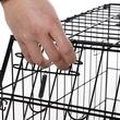 Cusca pentru caine, metal, plastic, cu maner transport, pliabila, negru, 47x77x60 cm