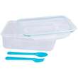 Cutie/caserola alimente, plastic, etansa, albastru, 1 compartiment, cu lingura si furculita, 1.5 L, 22x15.2x7.6 cm, MagicHome