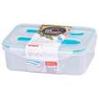 Cutie/caserola alimente, plastic, etansa, albastru, 2 compartiment, cu lingura si furculita, 1.5 L, 22x15.2x7.6 cm, MagicHome