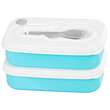 Cutie/caserola alimente, plastic, etansa, albastru, 2 compartimente, cu lingura/furculita, 1 L, 20.8x13.5x12.4 cm, MagicHome