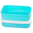 Cutie/caserola alimente, plastic, etansa, albastru, 2 compartimente, cu lingura/furculita, 1 L, 20.8x13.5x12.4 cm, MagicHome