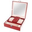 Cutie pentru bijuterii, cu oglinda, rosu, 25.5x25.5x9 cm