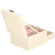 Cutie pentru bijuterii, velur si piele ecologica, crem si roz, cu oglinda, 16x16x11 cm, Springos