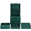 Cutie pentru bijuterii, velur, verde, 12x12x12 cm, Springos