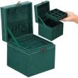 Cutie pentru bijuterii, velur, verde, 12x12x12 cm, Springos