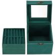 Cutie pentru bijuterii, velur, verde, cu oglinda, 12x12x12 cm, Springos