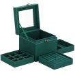 Cutie pentru bijuterii, velur, verde, cu oglinda, 12x12x12 cm, Springos