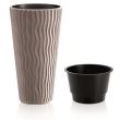Ghiveci decorativ de flori, rotund, inalt, cafeniu, 29.7x53.1 cm, Sandy