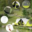 Cort camping, 6-8 persoane, impermeabil, cu ferestre, geanta, verde, alb, gri, 450x215x180 cm