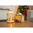 Decoratiune Craciun, lemn, tip felinar, sat, 9 LED, 2xAA, 16.5x14x30 cm, Magic Home