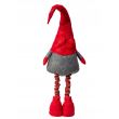 Decoratiune Craciun, pitic cu barba, gri si rosu, picioare telescopice, 90/130 cm
