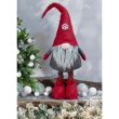 Decoratiune Craciun, pitic cu barba, gri si rosu, picioare telescopice, 90/130 cm