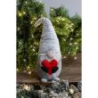 Decoratiune Craciun, pitic gri cu inima rosie, 48 cm 