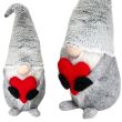 Decoratiune Craciun, pitic gri cu inima rosie, 48 cm 