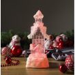 Decoratiune Craciun, PE, casa cu sclipici, LED, 2xAA, 9.5x9 cm