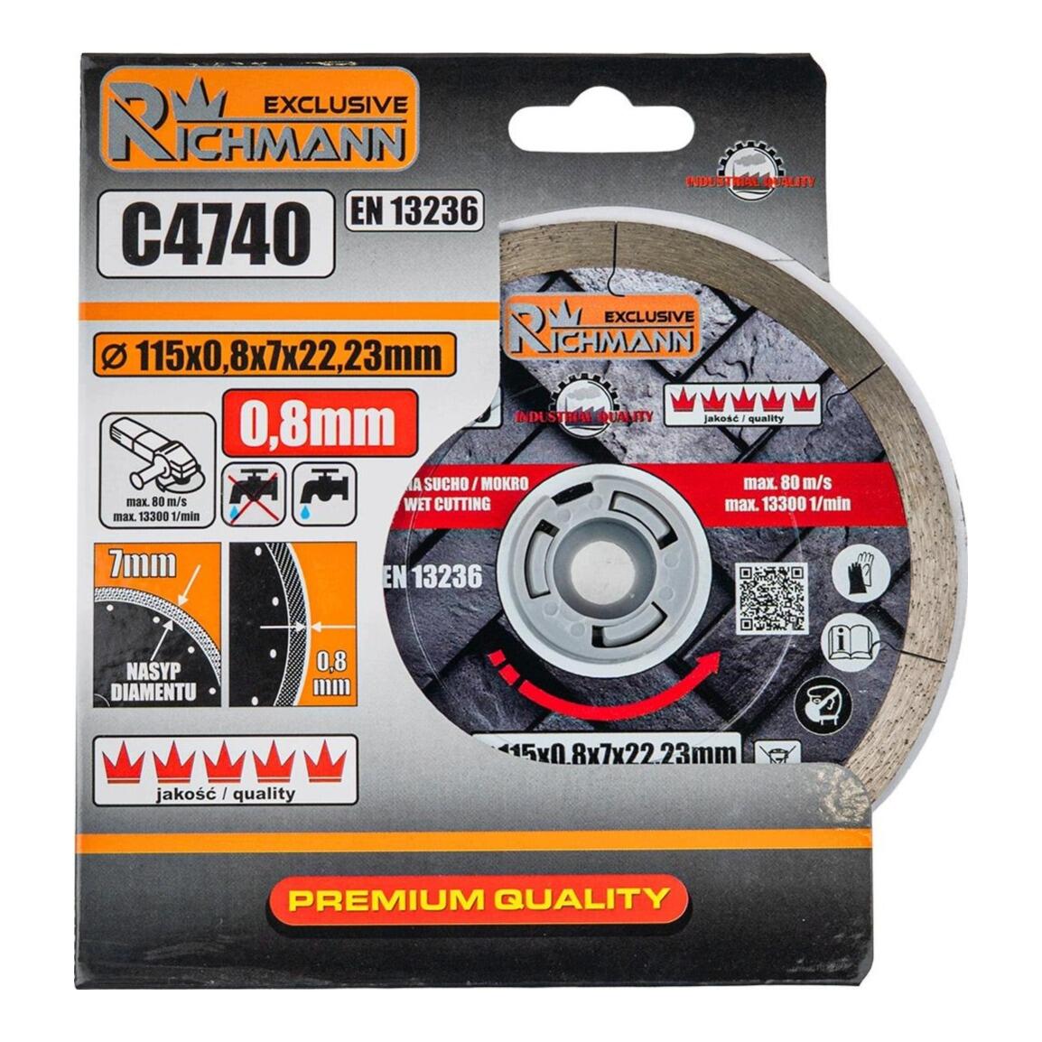 Disc diamantat ultra subtire 115 mm, 0.8 mm, Richmann Exclusive, in ambalajul original