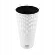 Ghiveci de flori, Prosperplast, Rato Tubus, rotund inalt, 15 L, imitatie ratan, alb, 25x47.6 cm