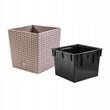 Ghiveci de flori, Prosperplast, Rato Low, patrat, 32 L, imitatie ratan, cafeniu, 32x32x32.5 cm