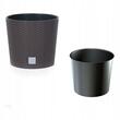 Ghiveci decorativ de flori, Prosperplast, Rato Round, rotund, maro, imitatie ratan, 25x22.4 cm