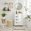 Dulap baie, Artool, MDF, 2 rafturi, 4 sertare, 1 usa, alb, 55x30x82 cm