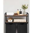 Dulap baie, Artool, placa MDF, cadru otel, 2 compartimente rufe, 2 rafturi, maro rustic si negru, 73x33x91 cm