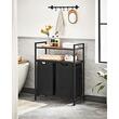 Dulap baie, Artool, placa MDF, cadru otel, 2 compartimente rufe, 2 rafturi, maro rustic si negru, 73x33x91 cm